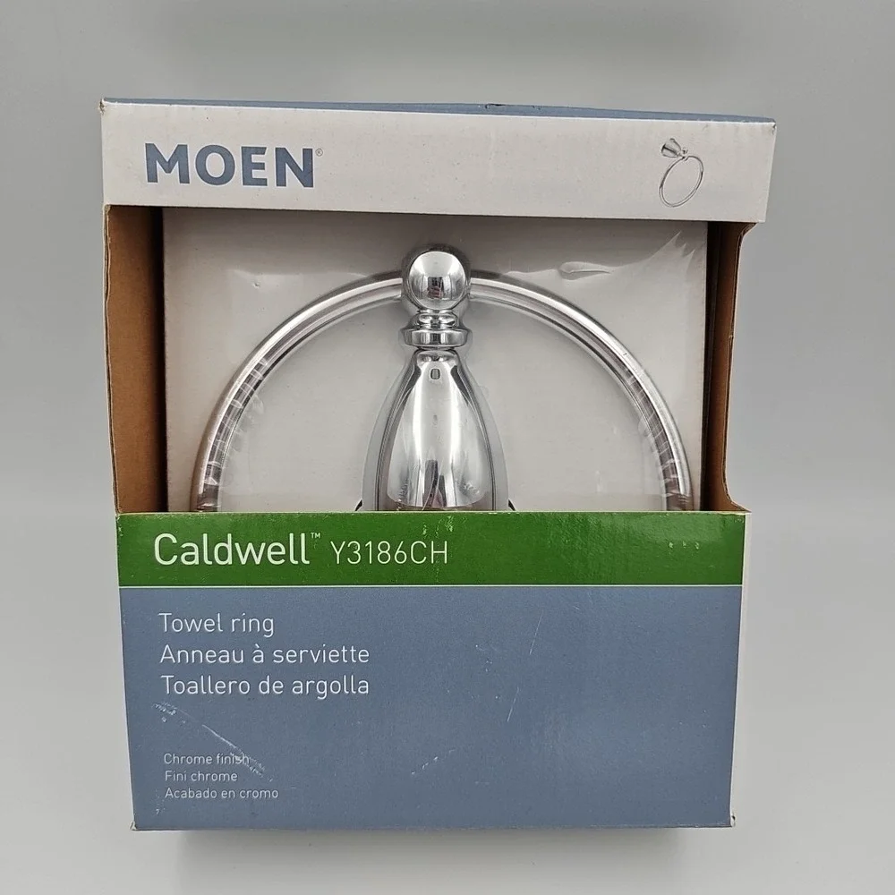 Moen Caldwell Towel Ring Y3186CH Silver Chrome Finish Bathroom‎ Hardware NIB